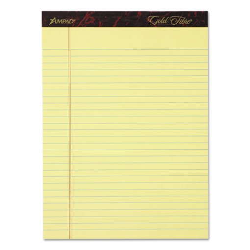 Picture of Gold Fibre Writing Pads, Wide/legal Rule, 50 Canary-Yellow 8.5 X 11.75 Sheets, 4/pack