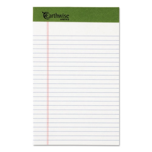 Picture of Earthwise By Ampad Recycled Writing Pad, Narrow Rule, Politex Green Headband, 50 White 5 X 8 Sheets, Dozen