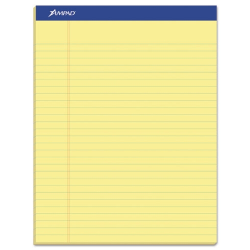 Picture of Perforated Writing Pads, Wide/legal Rule, 50 Canary-Yellow 8.5 X 11.75 Sheets, Dozen