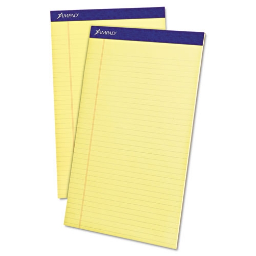 Picture of Perforated Writing Pads, Wide/legal Rule, 50 Canary-Yellow 8.5 X 14 Sheets, Dozen