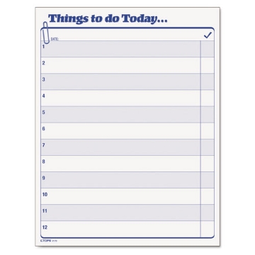 Picture of "Things To Do Today" Daily Agenda Pad, One-Part (No Copies), 8.5 x 11, 100 Forms Total