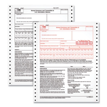 Picture of 1096 Tax Form for Dot Matrix Printers, Fiscal Year: 2023, Two-Part Carbonless, 8 x 11, 10 Forms Total