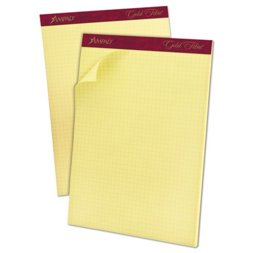 Picture of Gold Fibre Canary Quadrille Pads, Stapled With Perforated Sheets, Quadrille Rule (4 Sq/in), 50 Canary 8.5 X 11.75 Sheets