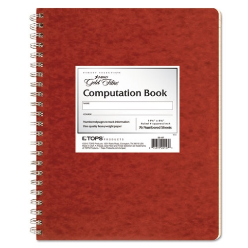 Picture of Computation Book, Quadrille Rule (4 sq/in), Brown Cover, (76) 11.75 x 9.25 Sheets