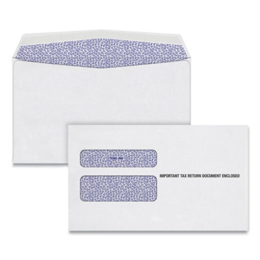 Picture of W-2 Laser Double Window Envelope, Commercial Flap, Gummed Closure, 5.63 X 9, White, 24/pack