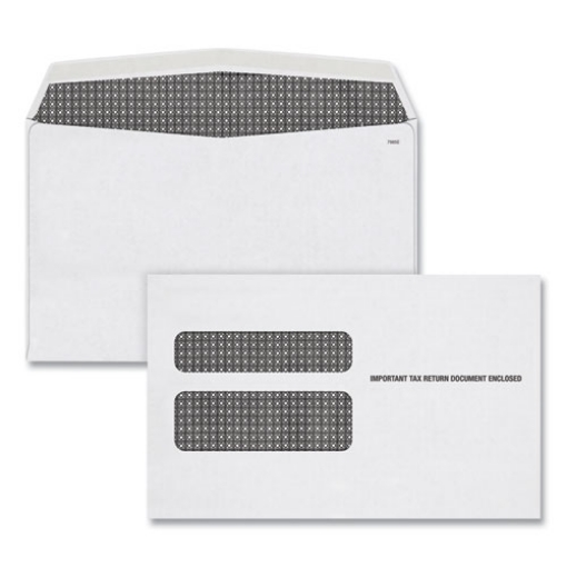 Picture of W-2 Laser Double Window Envelope, Commercial Flap, Gummed Closure, 5.63 X 9, White, 50/pack