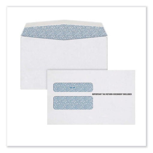 Picture of W-2 Gummed Seal Double-Window Envelopes, Commercial Flap, Gummed Closure, 5.63 x 9, White, 24/Pack