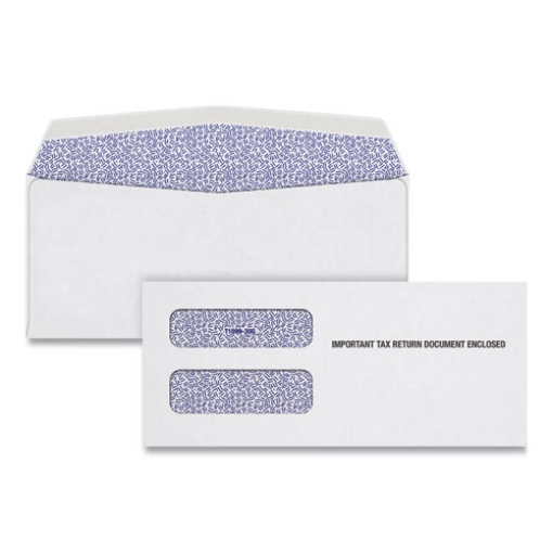 Picture of 1099 Double Window Envelope, Commercial Flap, Gummed Closure, 3.75 x 8.75, White, 24/Pack