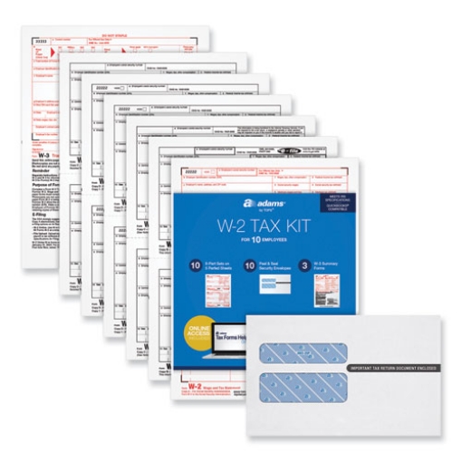 Picture of W-2 Online Tax Kit, Fiscal Year: 2023, Six-Part Carbonless, 8 x 5.5, 2 Forms/Sheet, 10 Forms Total