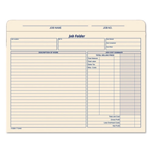 Picture of Job Folder, Straight Tabs, Letter Size, Manila, 20/Pack