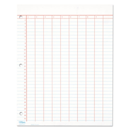 Picture of Data Pad with Numbered Column Headings, Data/Lab-Record Format, Wide/Legal Rule, 10 Columns, 8.5 x 11, White, 50 Sheets