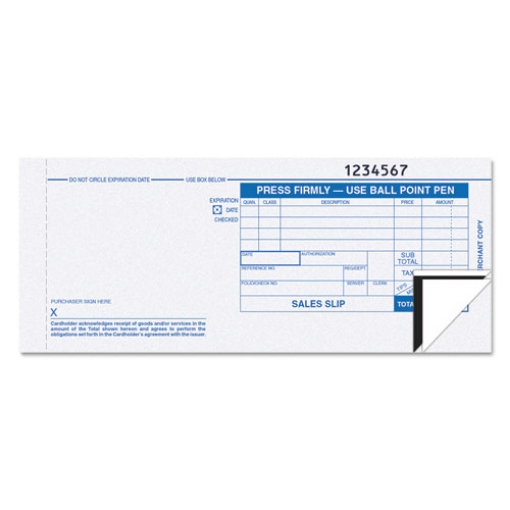 Picture of Credit Card Sales Slip, Three-Part Carbonless, 7.78 x 3.25, 100 Forms Total