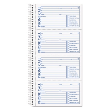 Picture of Spiralbound Message Book, Two-Part Carbonless, 5 x 2.75, 4 Forms/Sheet, 200 Forms Total