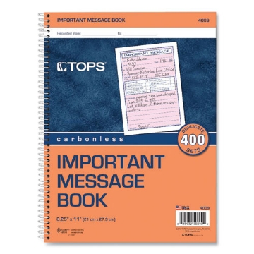 Picture of Telephone Message Book with Fax/Mobile Section, Two-Part Carbonless, 3.88 x 5.5, 4 Forms/Sheet, 400 Forms Total
