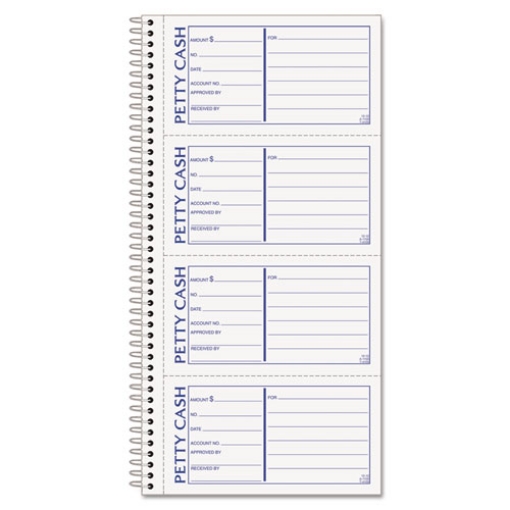 Picture of Petty Cash Receipt Book, Two-Part Carbonless, 5 x 2.75, 4 Forms/Sheet, 200 Forms Total