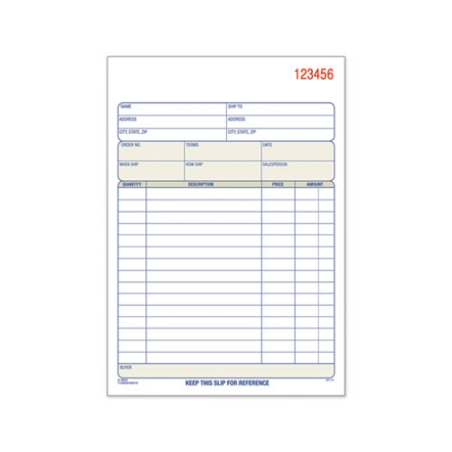 Picture of sales order book, two-part carbonless, 7.94 x 5.56, 50 forms total