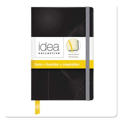 Picture of Idea Collective Journal, Hardcover with Elastic Closure, 1-Subject, Wide/Legal Rule, Black Cover, (96) 5.5 x 3.5 Sheets