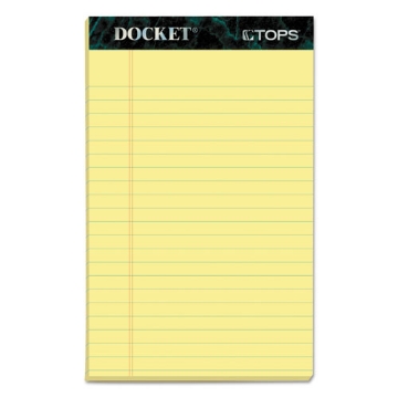 Picture of Docket Ruled Perforated Pads, Narrow Rule, 50 Canary-Yellow 5 X 8 Sheets, 12/pack