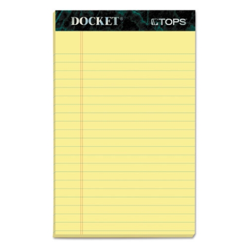 Picture of Docket Ruled Perforated Pads, Narrow Rule, 50 Canary-Yellow 5 X 8 Sheets, 12/pack