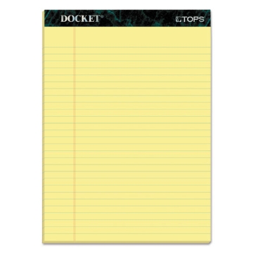 Picture of Docket Ruled Perforated Pads, Wide/legal Rule, 50 Canary-Yellow 8.5 X 11.75 Sheets, 12/pack