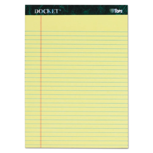 Picture of Docket Ruled Perforated Pads, Wide/legal Rule, 50 Canary-Yellow 8.5 X 11.75 Sheets, 6/pack