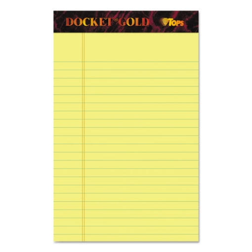 Picture of Docket Gold Ruled Perforated Pads, Narrow Rule, 50 Canary-Yellow 5 X 8 Sheets, 12/pack