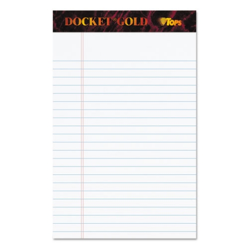 Picture of Docket Gold Ruled Perforated Pads, Narrow Rule, 50 White 5 X 8 Sheets, 12/pack