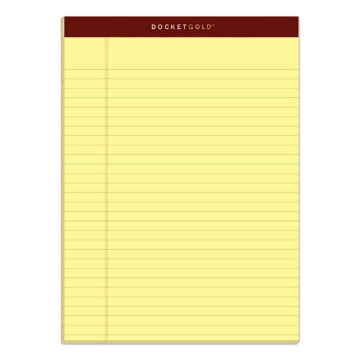 Picture of Docket Gold Ruled Perforated Pads, Wide/legal Rule, 50 Canary-Yellow 8.5 X 11.75 Sheets, 12/pack
