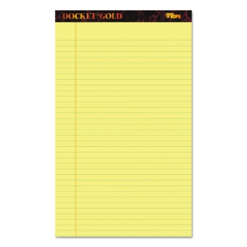 Picture of Docket Gold Ruled Perforated Pads, Wide/legal Rule, 50 Canary-Yellow 8.5 X 14 Sheets, 12/pack