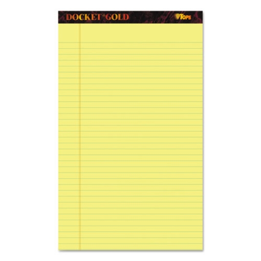 Picture of Docket Gold Ruled Perforated Pads, Wide/legal Rule, 50 Canary-Yellow 8.5 X 14 Sheets, 12/pack