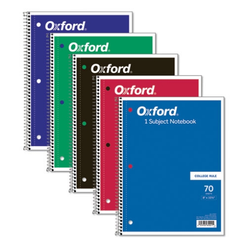 Picture of coil-lock wirebound notebooks, 3-hole punched, 1-subject, medium/college rule, randomly assorted covers, (70) 10.5 x 8 sheets