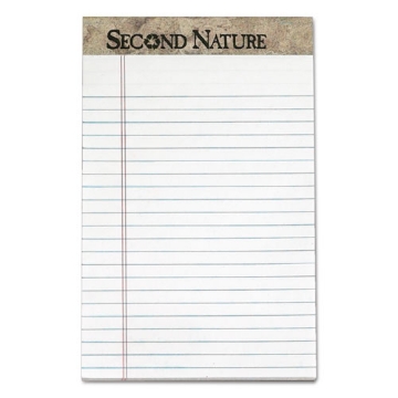 Picture of Second Nature Recycled Ruled Pads, Narrow Rule, 50 White 5 X 8 Sheets, Dozen