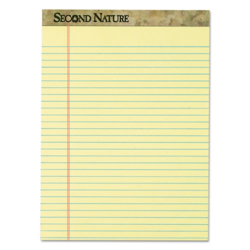 Picture of Second Nature Recycled Ruled Pads, Wide/legal Rule, 50 Canary-Yellow 8.5 X 11.75 Sheets, Dozen