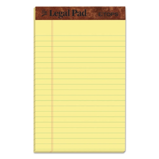 Picture of "The Legal Pad" Ruled Perforated Pads, Narrow Rule, 50 Canary-Yellow 5 X 8 Sheets, Dozen