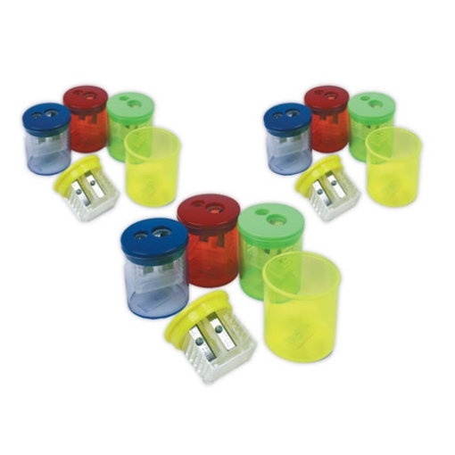 Picture of Eisen Sharpeners. Two-Hole, 1.5 x 1.75, Assorted Colors, 12/Pack