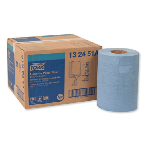 Picture of Industrial Paper Wiper, 4-Ply, 10 x 15.75, Unscented, Blue, 190 Wipes/Roll, 4 Roll/Carton