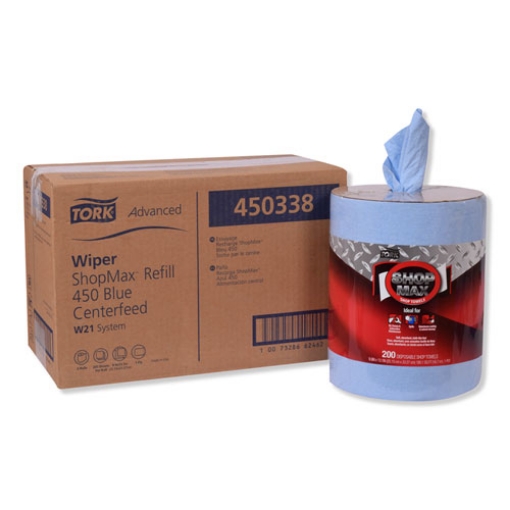 Picture of Advanced ShopMax Wiper 450, Centerfeed Refill, 9.9 x 13.1, Blue, 200/Roll, 2 Rolls/Carton