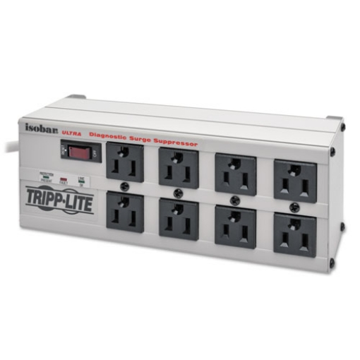 Picture of Isobar Surge Protector, 8 AC Outlets, 12 ft Cord, 3,840 J, Light Gray