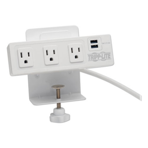 Picture of Surge Protector, 3 AC Outlets/2 USB Ports, 10 ft Cord, 510 J, White