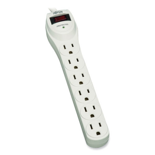 Picture of Protect It! Home Computer Surge Protector, 6 AC Outlets, 2 ft Cord, 180 J, Light Gray