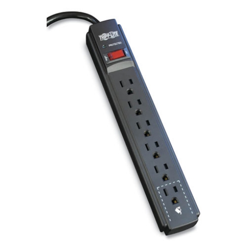 Picture of protect it! surge protector, 6 ac outlets, 6 ft cord, 790 j, black