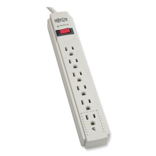 Picture of protect it! surge protector, 6 ac outlets, 15 ft cord, 790 j, light gray