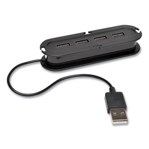 Picture of Usb 2.0 Ultra-Mini Compact Hub With Power Adapter, 4 Ports, Black