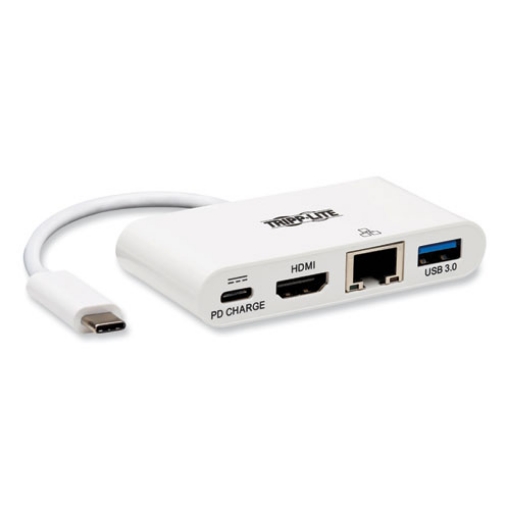 Picture of 4k Dock With Charging And Ethernet, Usb C/4k Hdmi/usb A/pd Charging, White