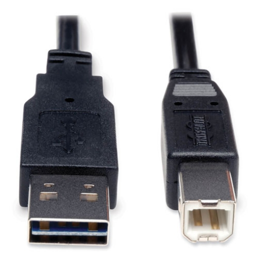 Picture of Universal Reversible USB 2.0 Cable, Reversible A to B (M/M), 6 ft, Black