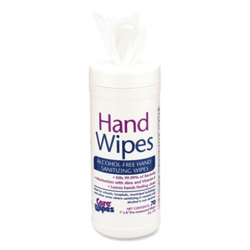 Picture of Alcohol Free Hand Sanitizing Wipes, 8 x 7, White, 70/Canister, 6 Canisters/Carton