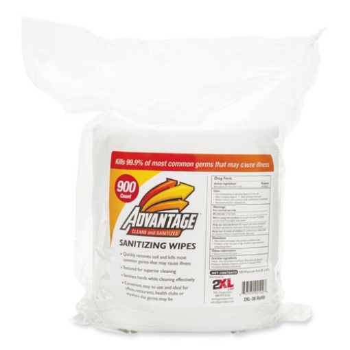 Picture of Gym Wipes Advantage, 1-Ply, 6 x 8, Unscented, White, 900/Roll, 4 Rolls/Carton