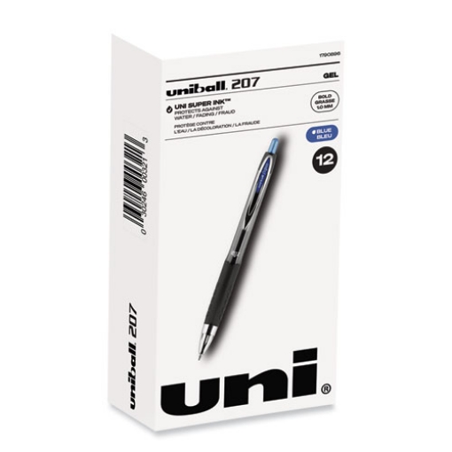 Picture of Signo 207 Gel Pen, Retractable, Bold 1 mm, Blue Ink, Smoke/Black/Blue Barrel, Dozen