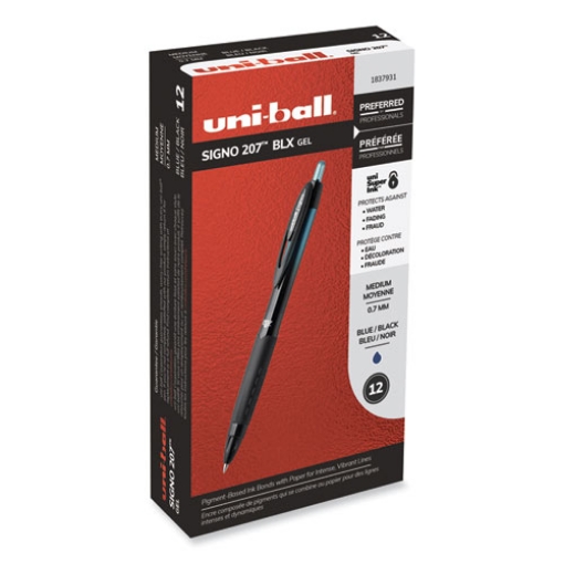 Picture of 207 BLX Series Gel Pen, Retractable, Medium 0.7 mm, Blue-Infused Black Ink, Black/Blue/Smoke Barrel