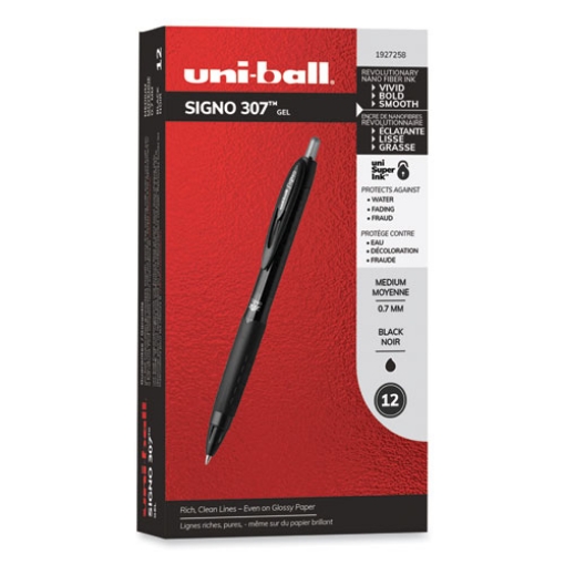 Picture of 307 Gel Pen, Retractable, Medium 0.7 Mm, Black Ink, Black Barrel, Dozen